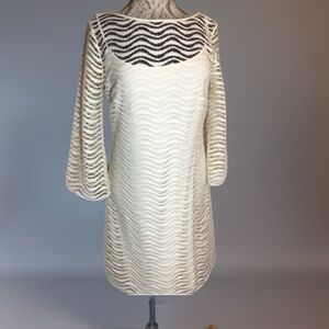 Lilly Pulitzer white open weave dress - built in slip 3/4 sleeve, worn twice. L